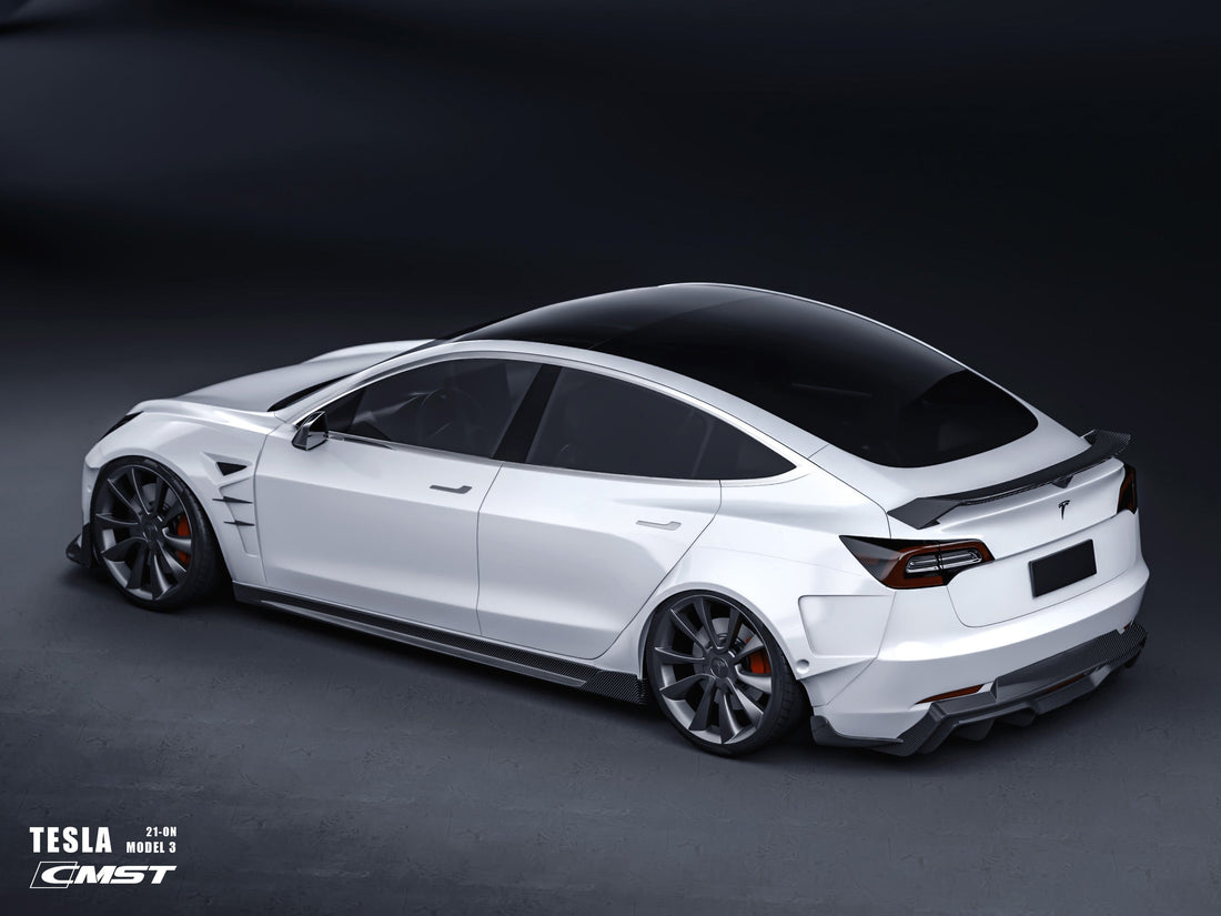 APTESL Tesla Model 3 Carbon Fiber Side Skirts Ver.4