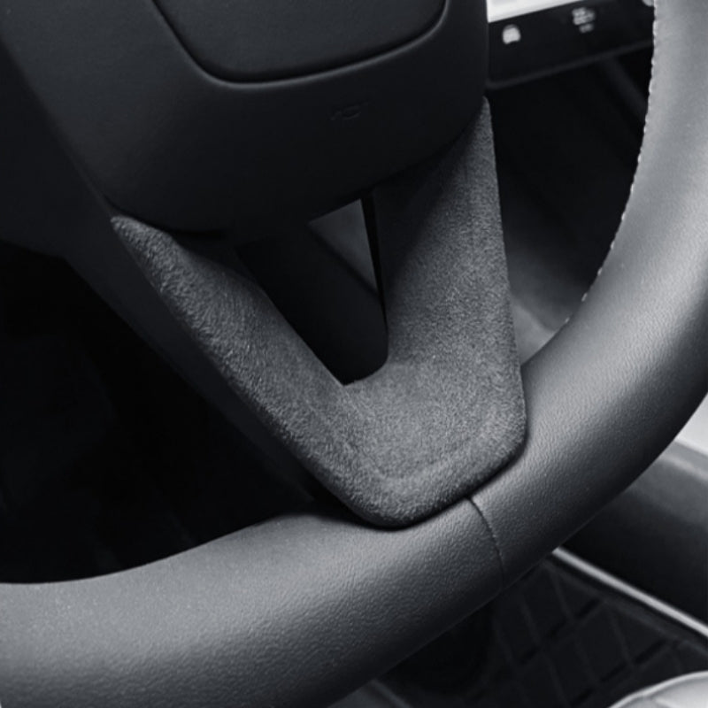 Tumbled Leather Steering Wheel Panel for Model 3 Highland & New Model Y
