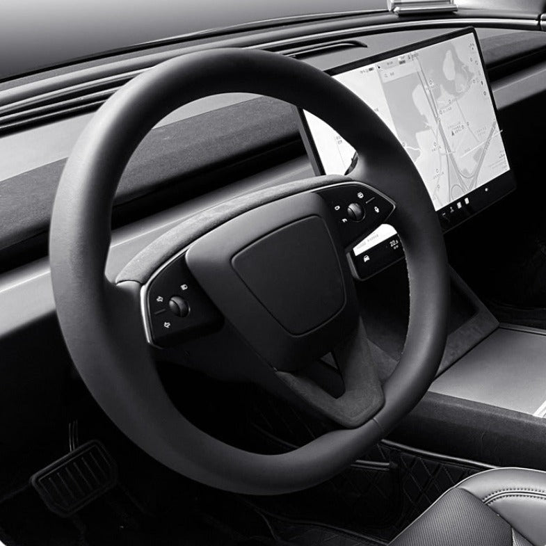 Tumbled Leather Steering Wheel Panel for Model 3 Highland & New Model Y